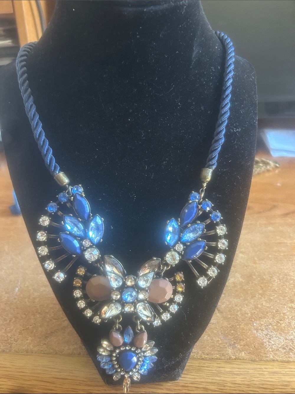 Statement Blue Crystal Bib Necklace - Women Jewelry
